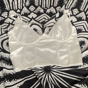 White Satin Corset Top